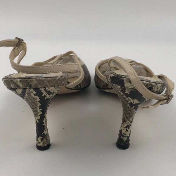 MAX DE CARLO Snakeskin Pointed Toe Slingback Heels US 9M EUC - Picture 4 of 8